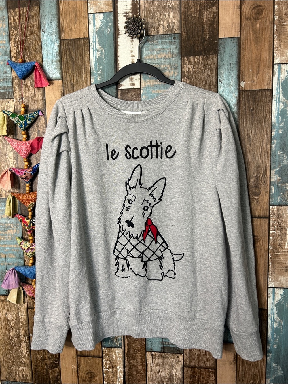 Charter Club Grey 'Le Scottie' Graphic Crewneck with Red Accent